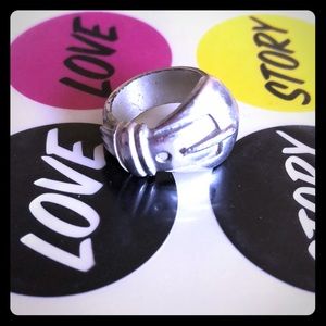 NWOT Lucky Brand Buckle Up Silver Ring Boho $78